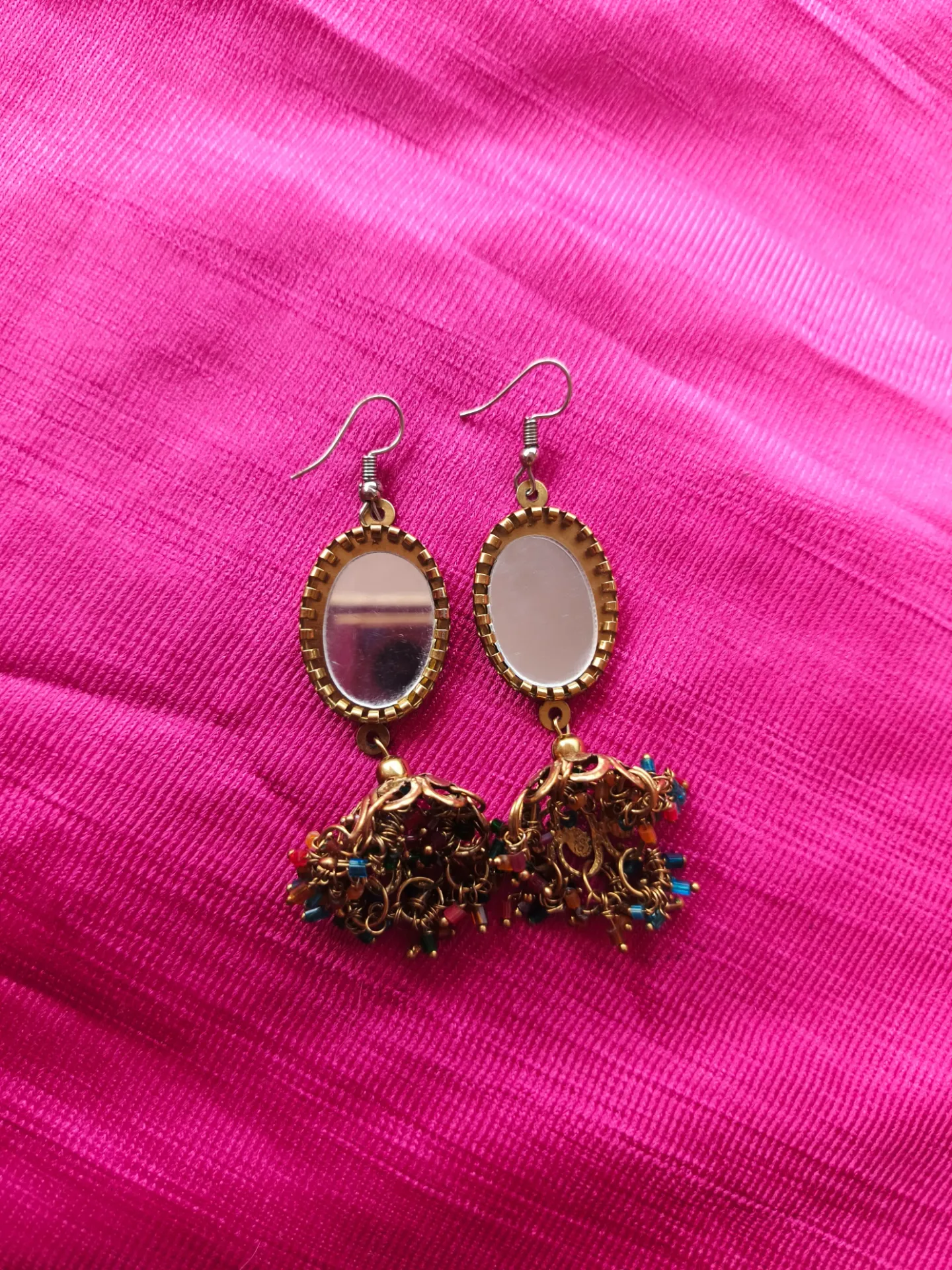Mirror-work Colorful Jhumkas