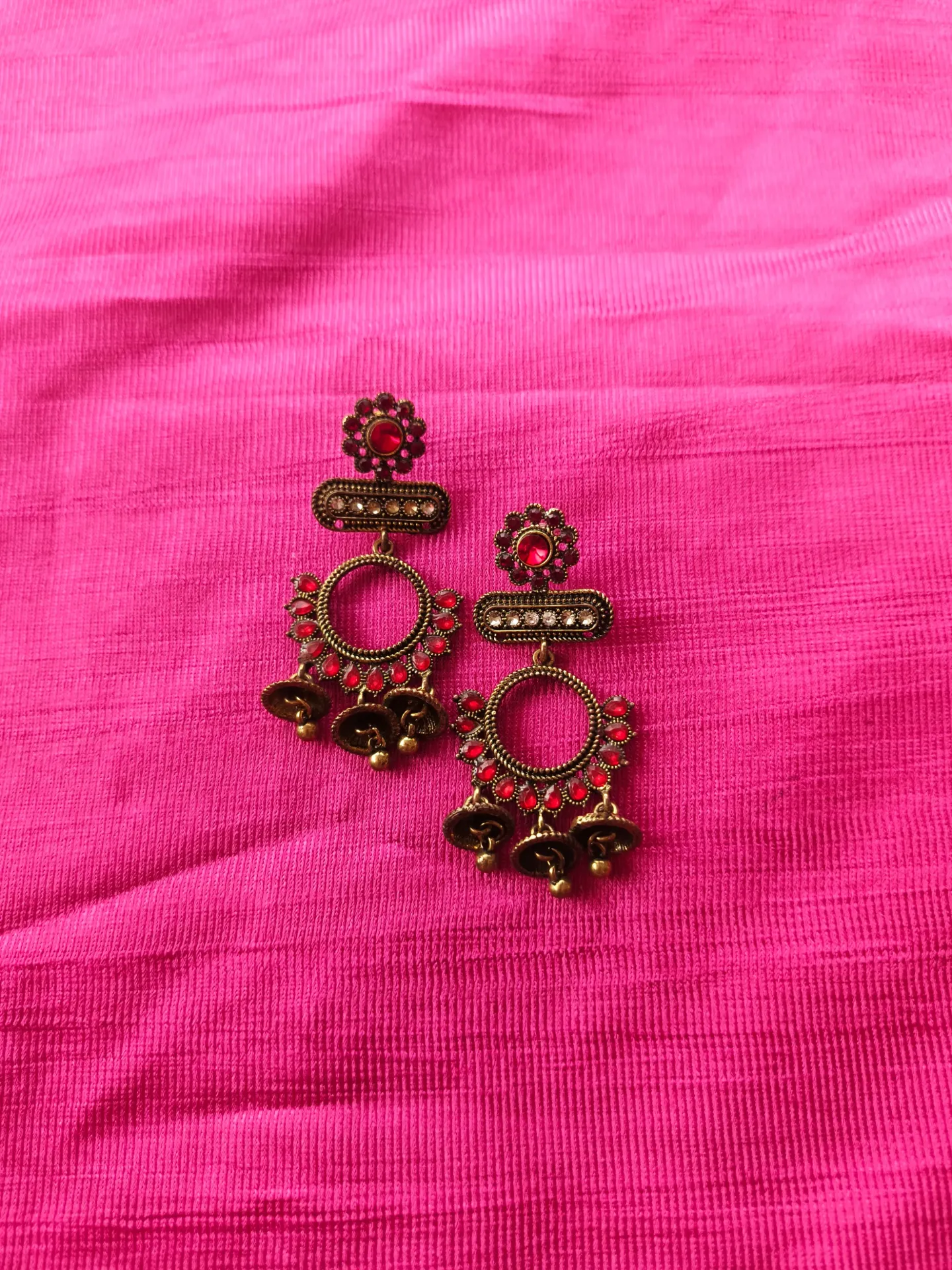 Ruby Red Tiered Jhumkas