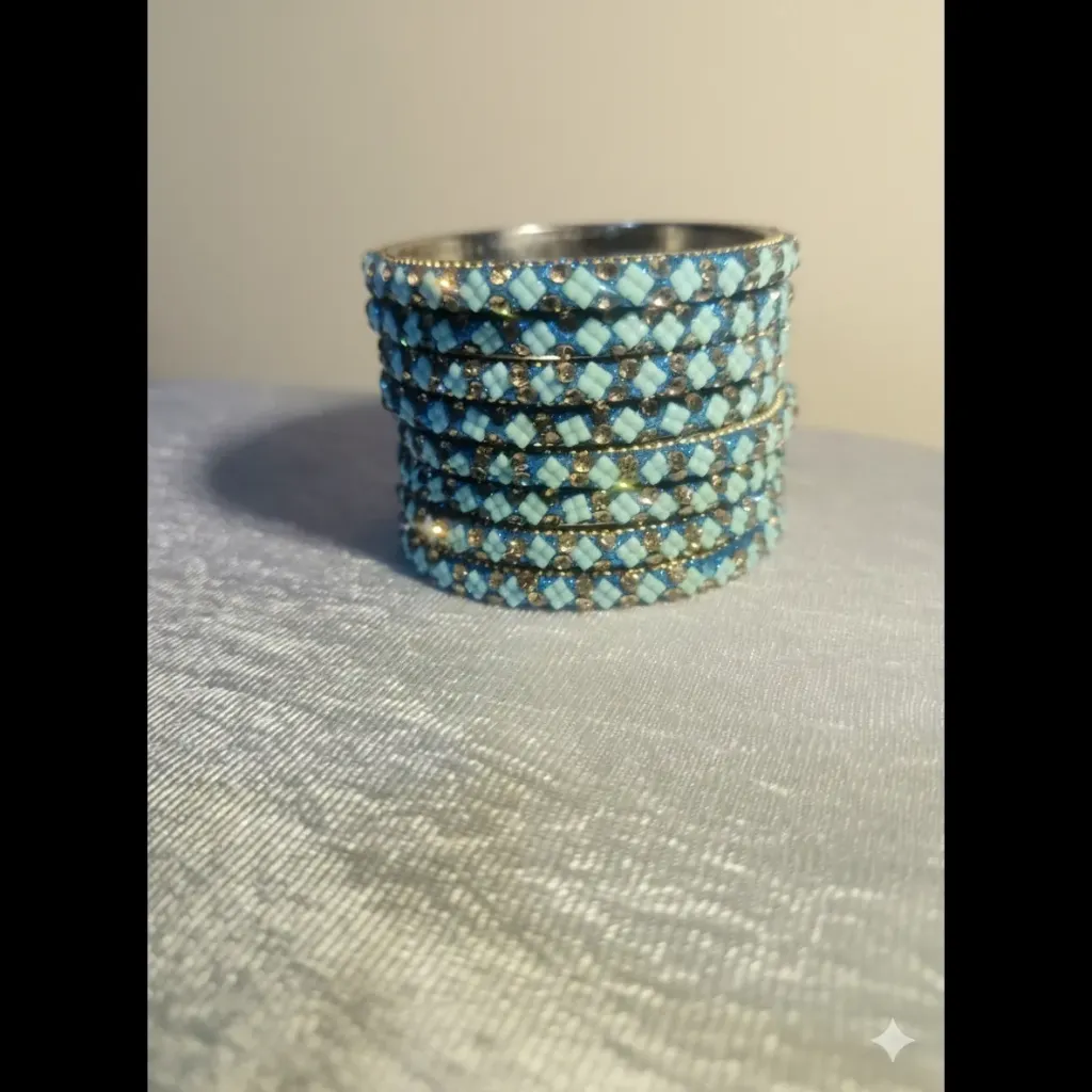 Celestial Azure Embellished Bangle Set