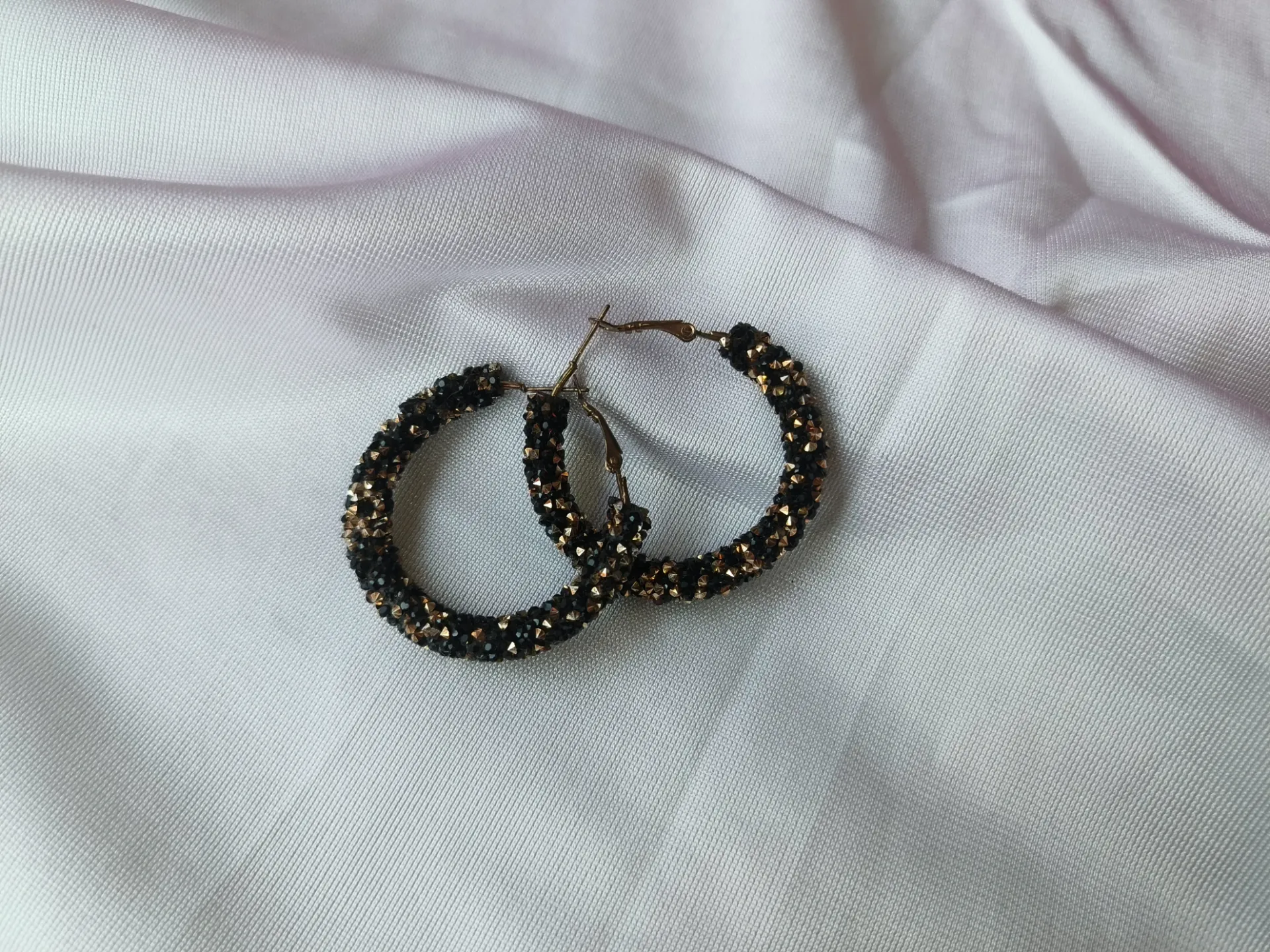Black Beaded Statement Hoops
