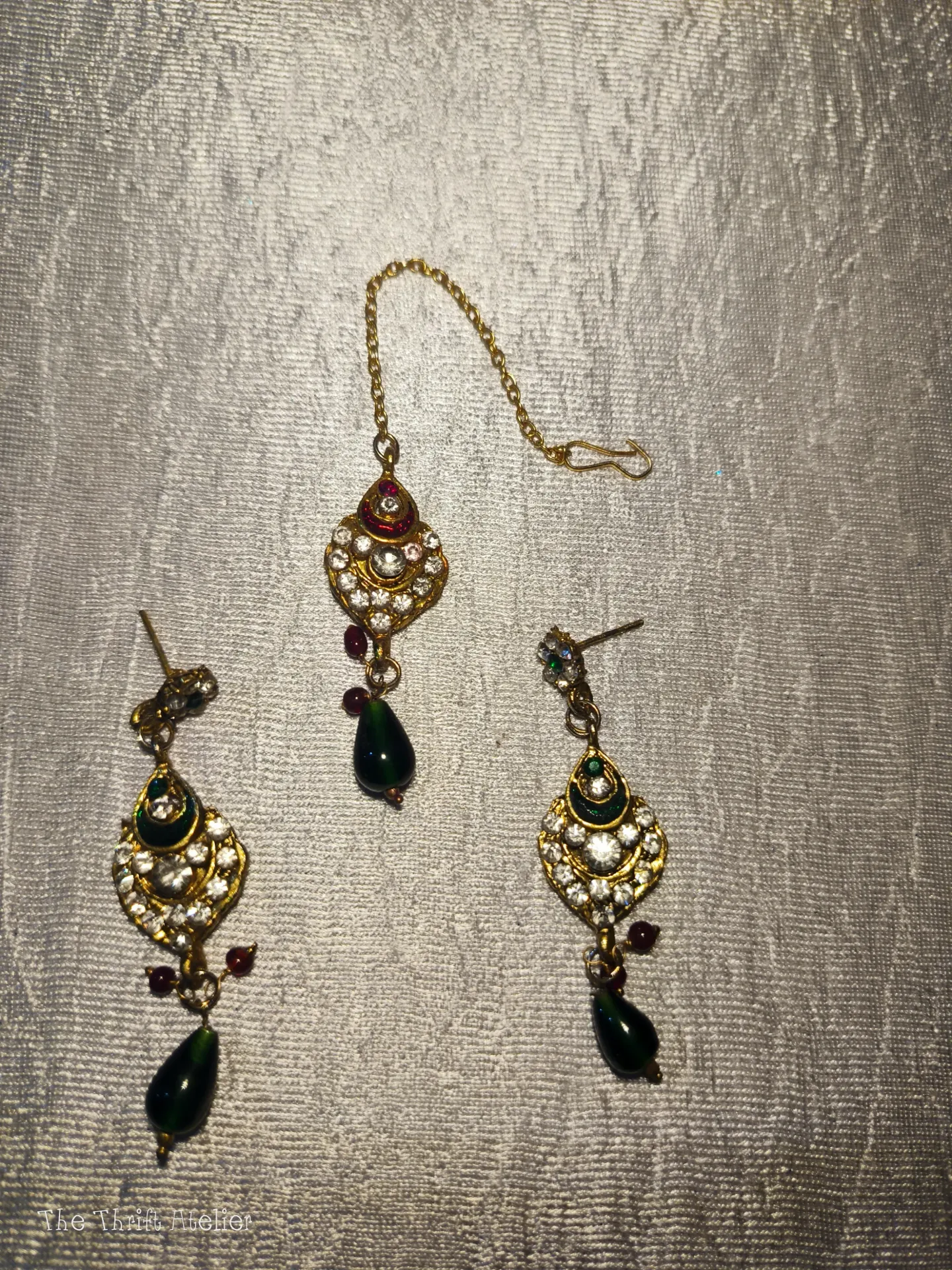Maang Tika and Earring Trio