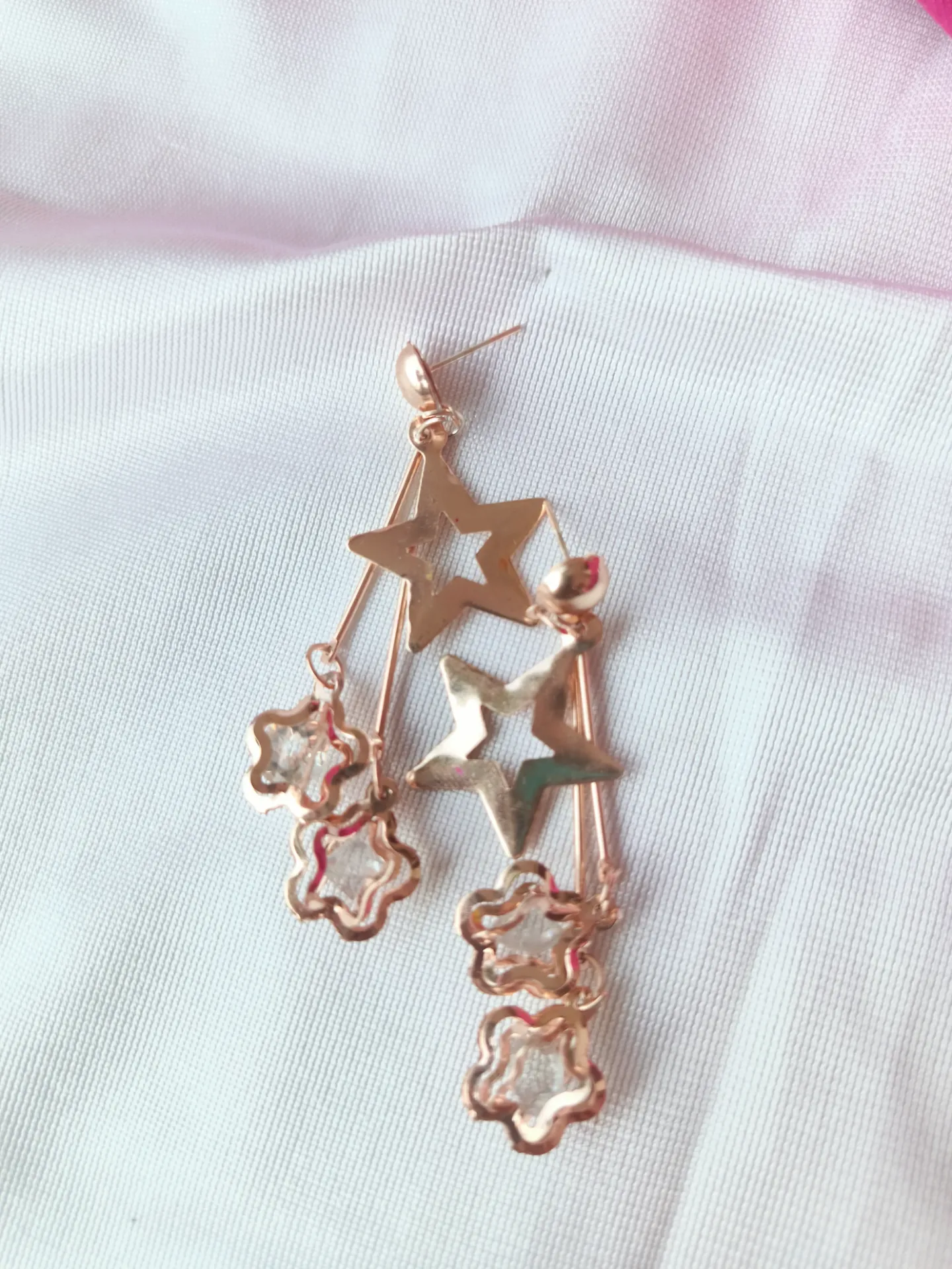 Rose-Gold Star & Charm Dangler Earrings